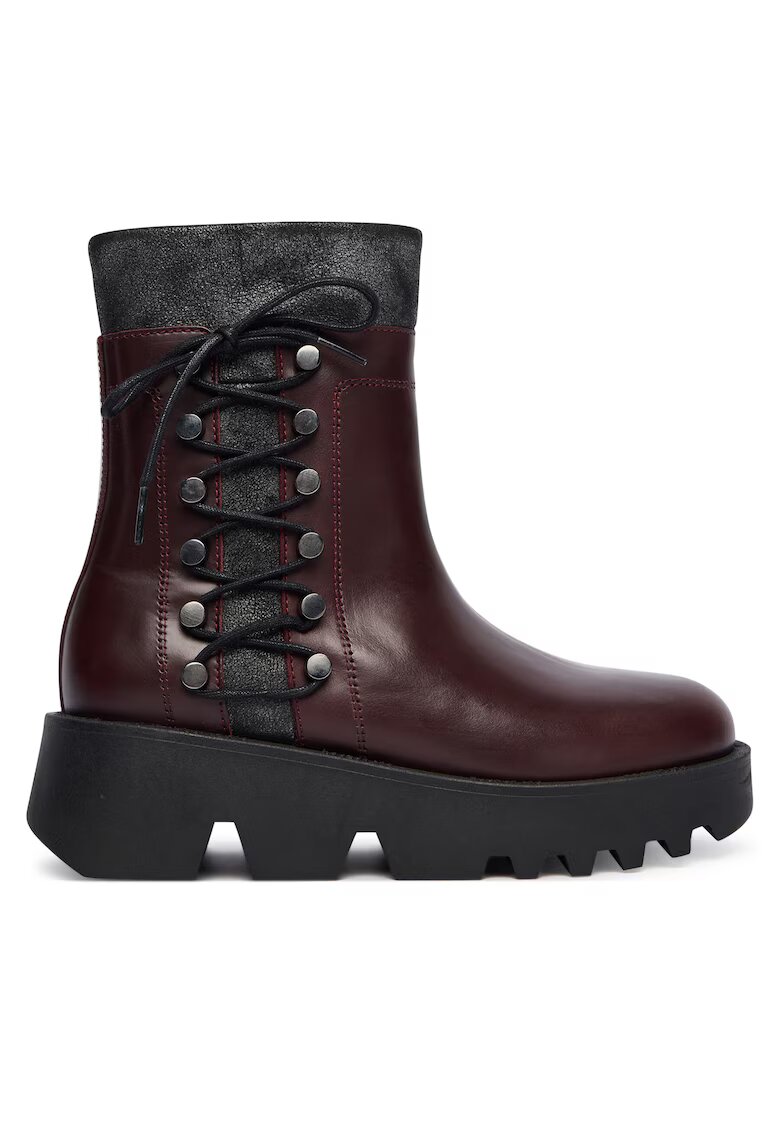 Fly London Botine dama P145313001 - Piele naturala - Visiniu/Negru
