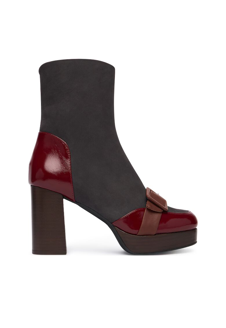 Fly London Botine dama P145352003 - Piele naturala - Negru/Rosu