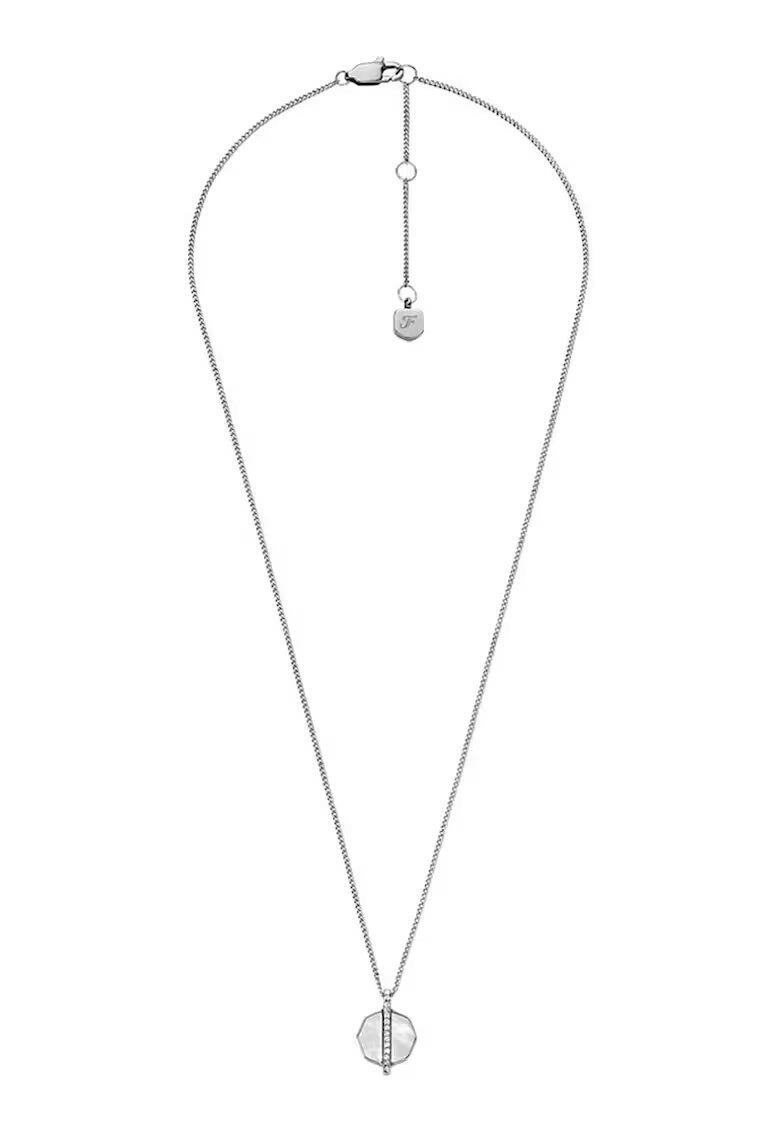 Fossil Colier din otel inoxidabil cu Mother of Pearl si zirconia - Argintiu