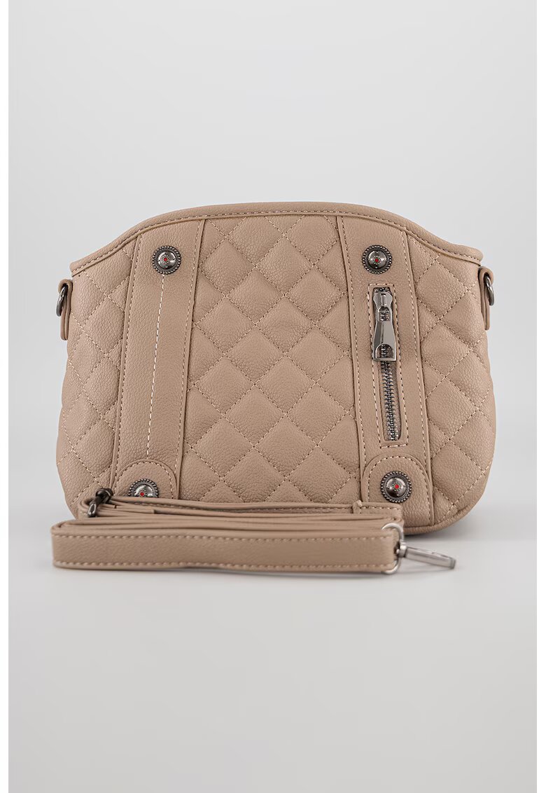 Francesca Rossi Geanta crossbody de piele ecologica cu bareta detasabila - Maro taupe