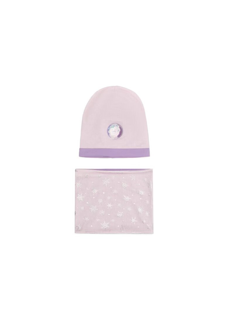 Frozen Set caciula si komin fiolet - pentru fetite