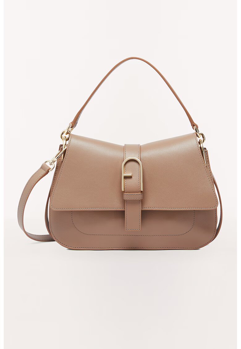 Furla Geanta saddle din piele cu bareta aditionala Flow - Caramel