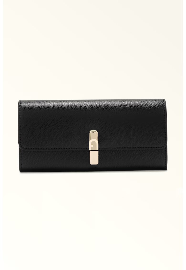 Furla Portofel de piele cu clapa Iride Continental - Negru