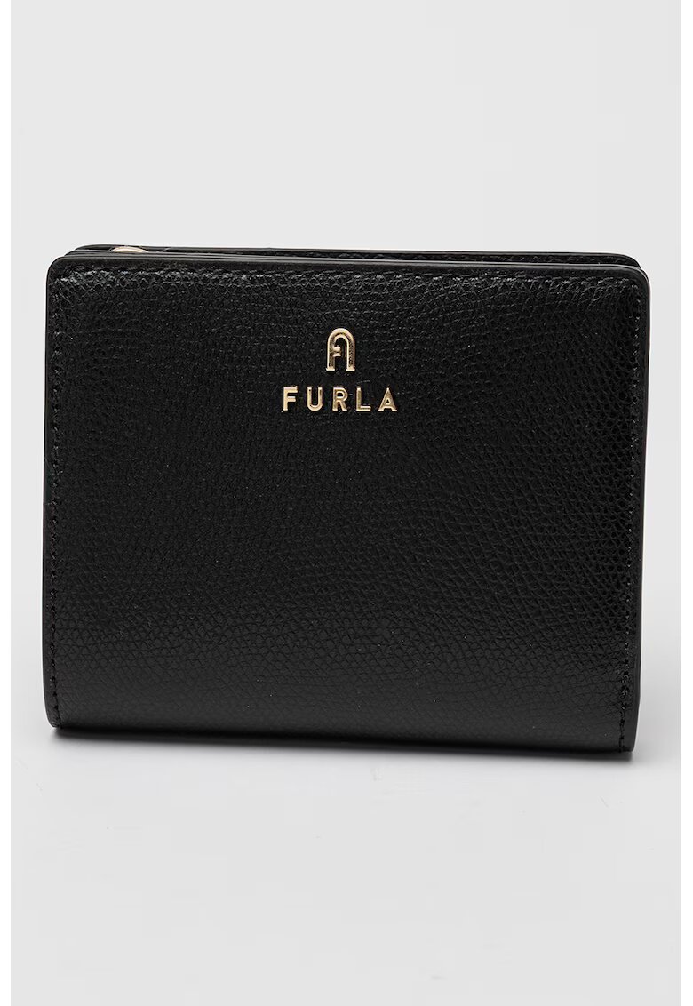 Furla Portofel mic de piele cu aplicatie logo metalica Camelia - Negru