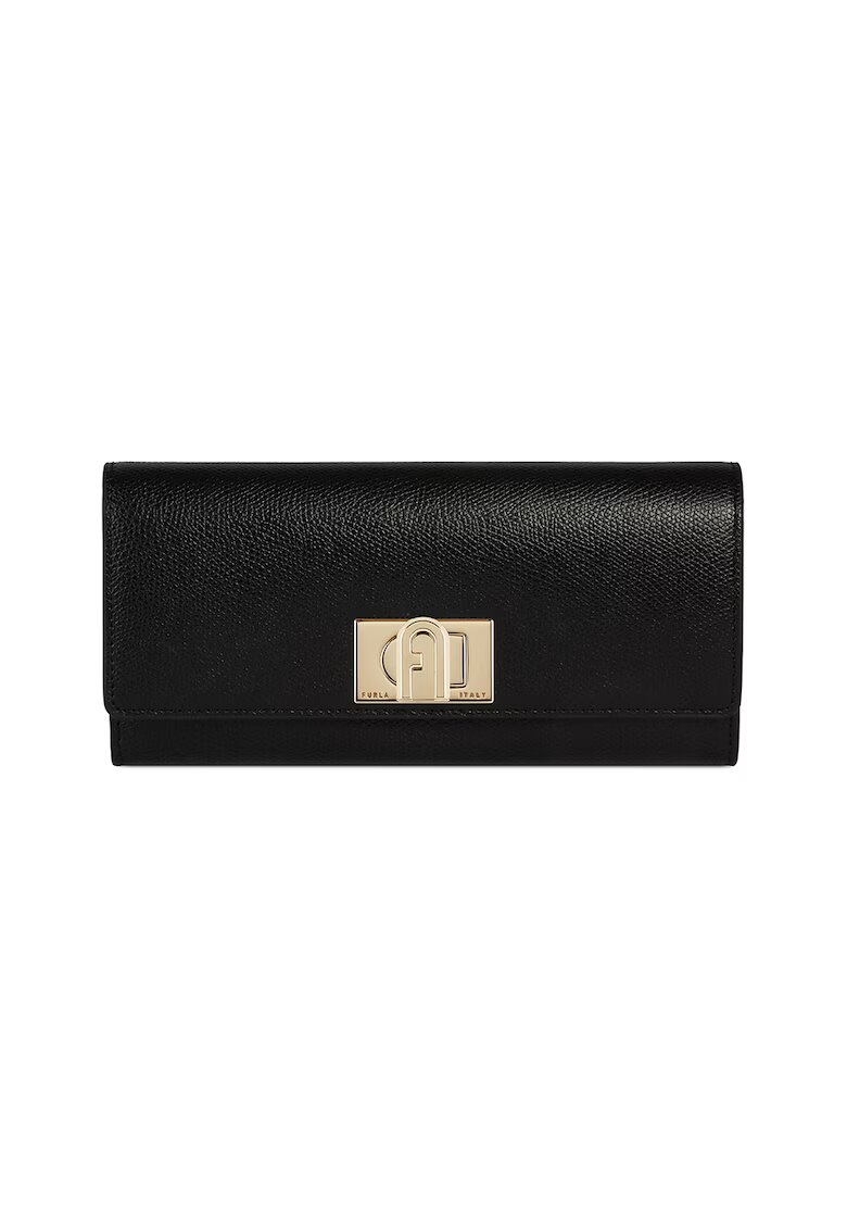 Furla Portofel pliabil cu logo metalic 1927 XL - Negru