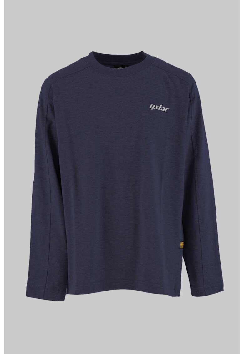 G-Star Bluza cu imprimeu si decolteu la baza gatului - Crem/Bleumarin