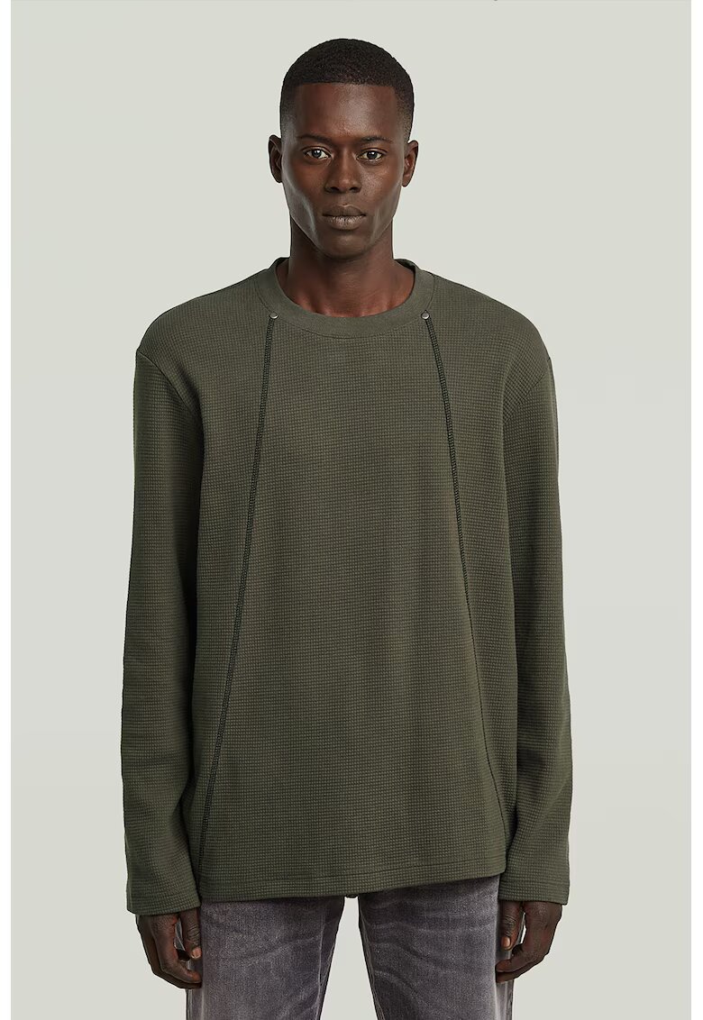 G-Star Bluza din bumbac organic cu cusaturi contrastante - Verde feriga