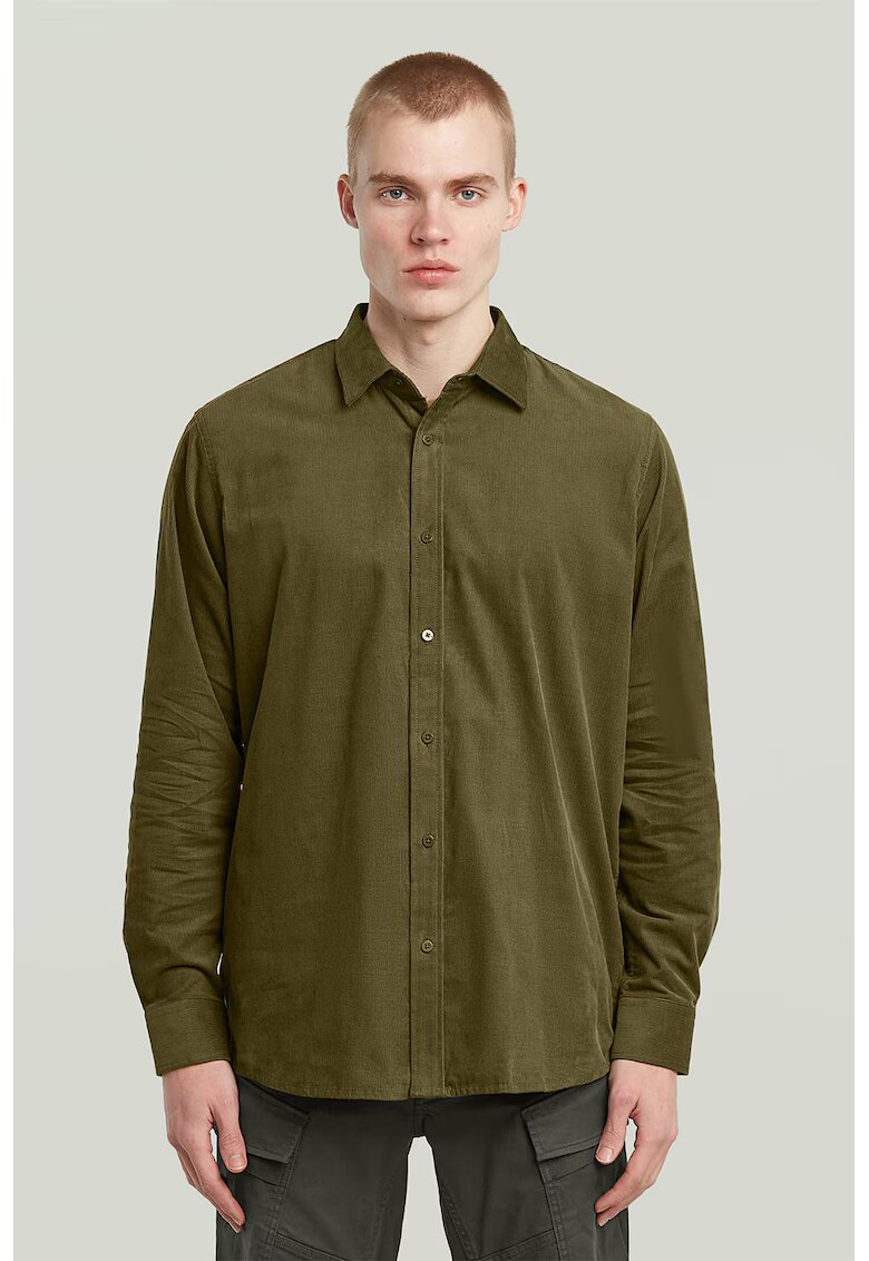 G-Star Camasa uni din bumbac - Verde masliniu