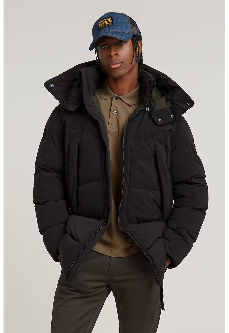 G-Star Geaca parka cu gluga si vatelina - Negru