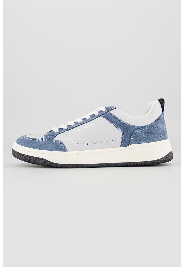 G-Star Pantofi sport de piele cu segmente de piele intoarsa Stance - Gri/Albastru inchis
