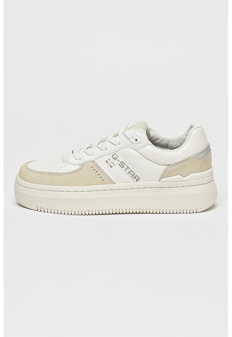 G-Star Pantofi sport low-cut cu garnituri din piele intoarsa - Alb/Gri deschis
