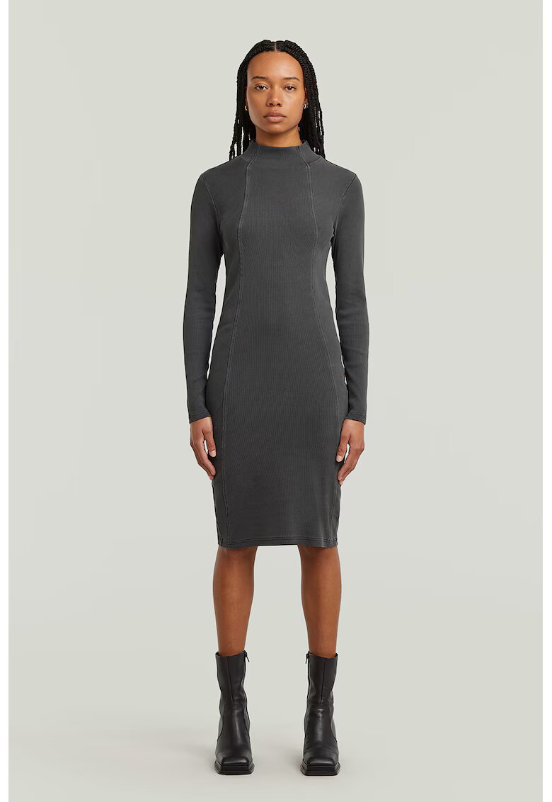 G-Star Rochie cu croiala bodycon din amestec de bumbac organic - Gri inchis
