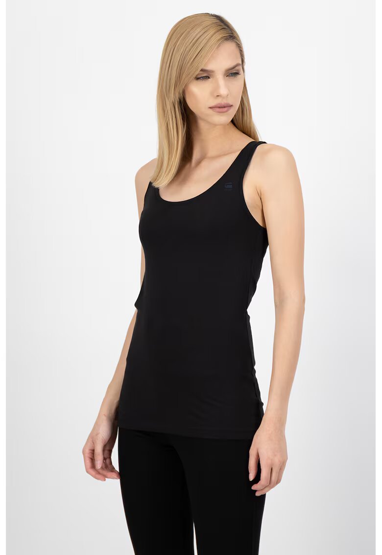 G-Star Top slim fit din bumbac organic Base - Negru
