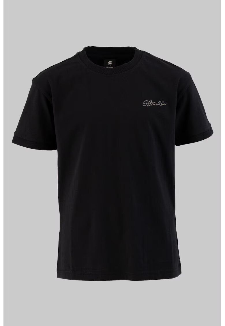 G-Star Tricou cu decolteu la baza gatului si logo brodat - Negru