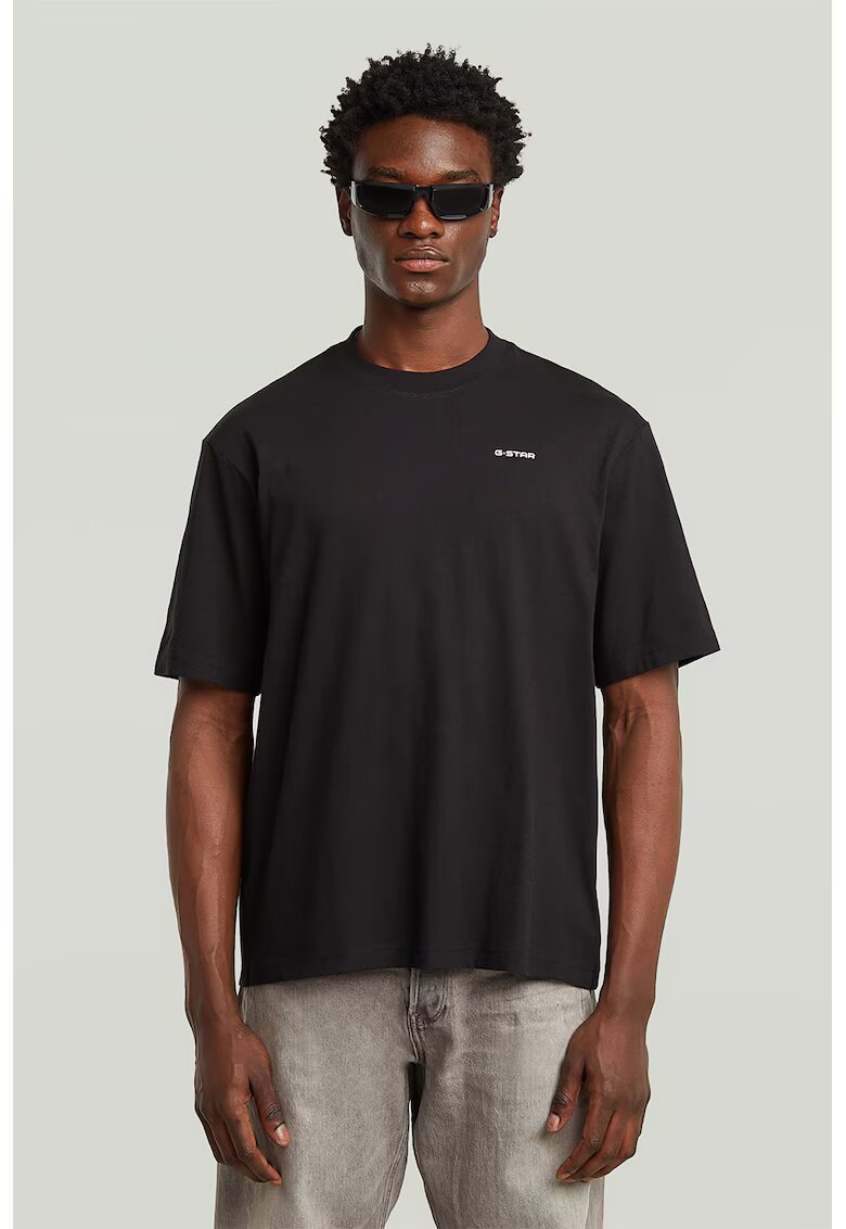 G-Star Tricou din amestec de bumbac organic cu logo discret pe piept - Gri antracit