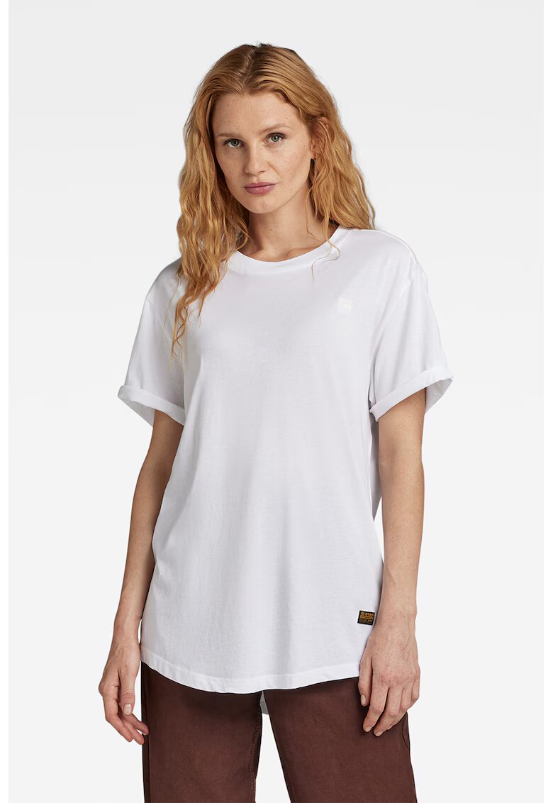 G-Star Tricou lejer din bumbac organic Lash - Alb/Negru/Galben mustar