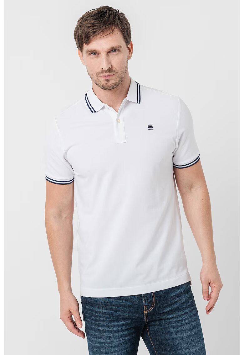 G-Star Tricou polo slim fit Dunda - Alb