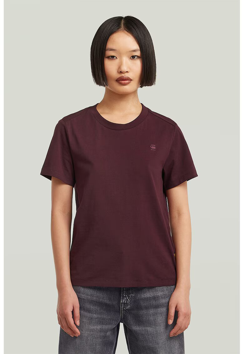 G-Star Tricou uni de bumbac organic - Violet tyrian