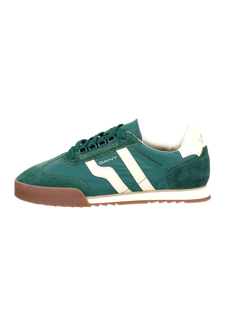Gant Pantofi sport din piele intoarsa si textil cu logo Baylle - Alb murdar/Verde persan