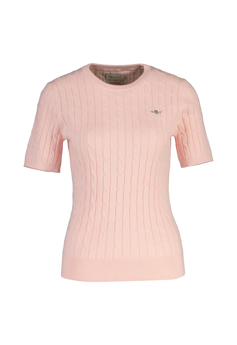 Gant Tricou cu model torsade si detaliu logo - Roz