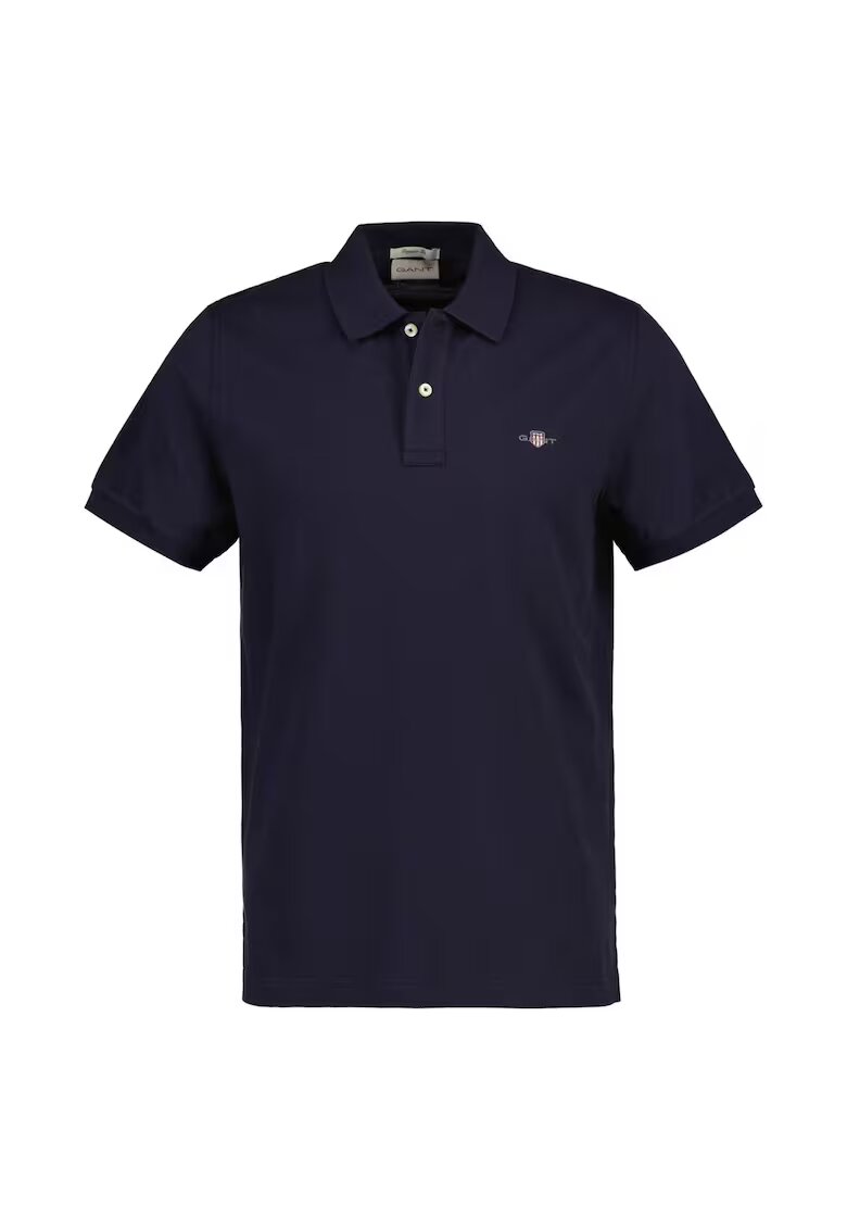Gant Tricou polo din bumbac pique Shield - Bleumarin