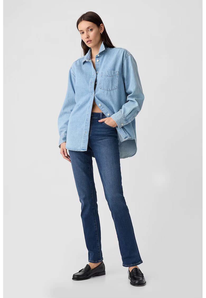 Gap Blugi slim-fit cu talie medie - Albastru inchis