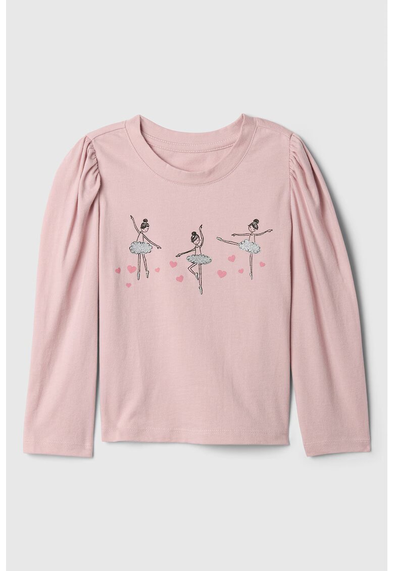 Gap Bluza de bumbac organic cu imprimeu - Roz pal