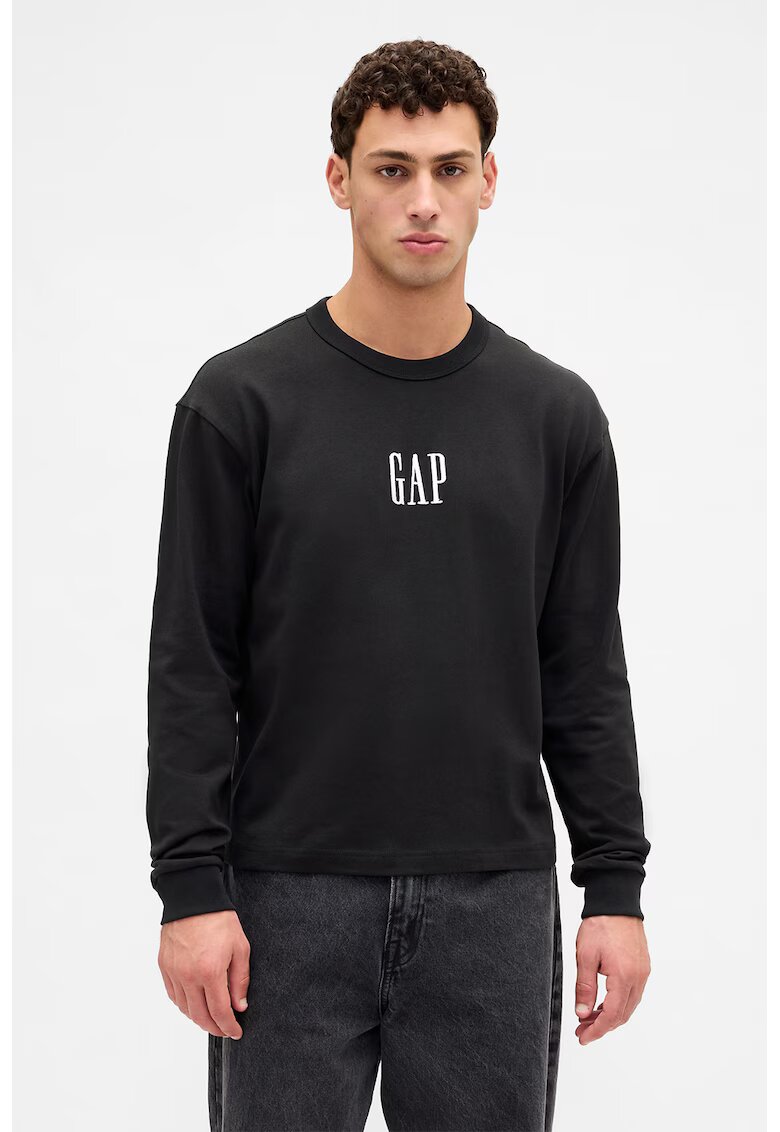Gap Bluza de trening cu imprimeu logo - Negru stins