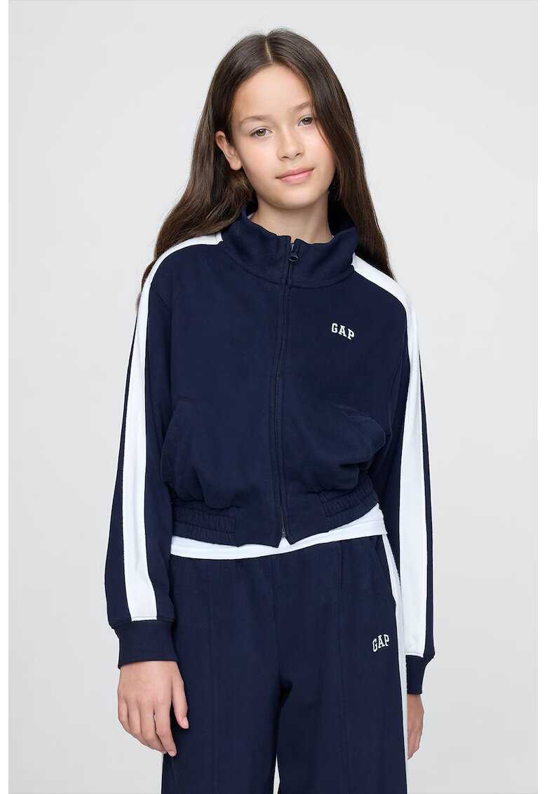 Gap Bluza de trening relaxed fit cu fermoar - Alb/Bleumarin