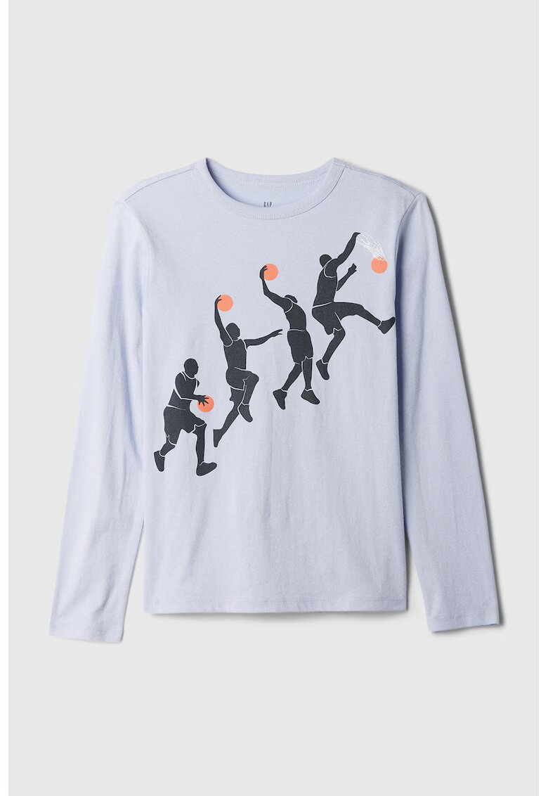 Gap Bluza lejera de bumbac cu imprimeu - Albastru glaciar