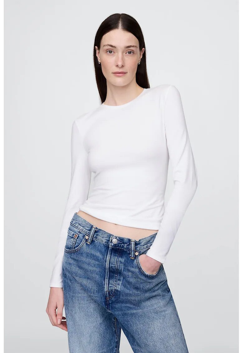 Gap Bluza uni slim fit - Alb
