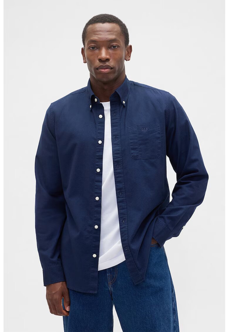 Gap Camasa din amestec de bumbac cu guler Oxford - Bleumarin