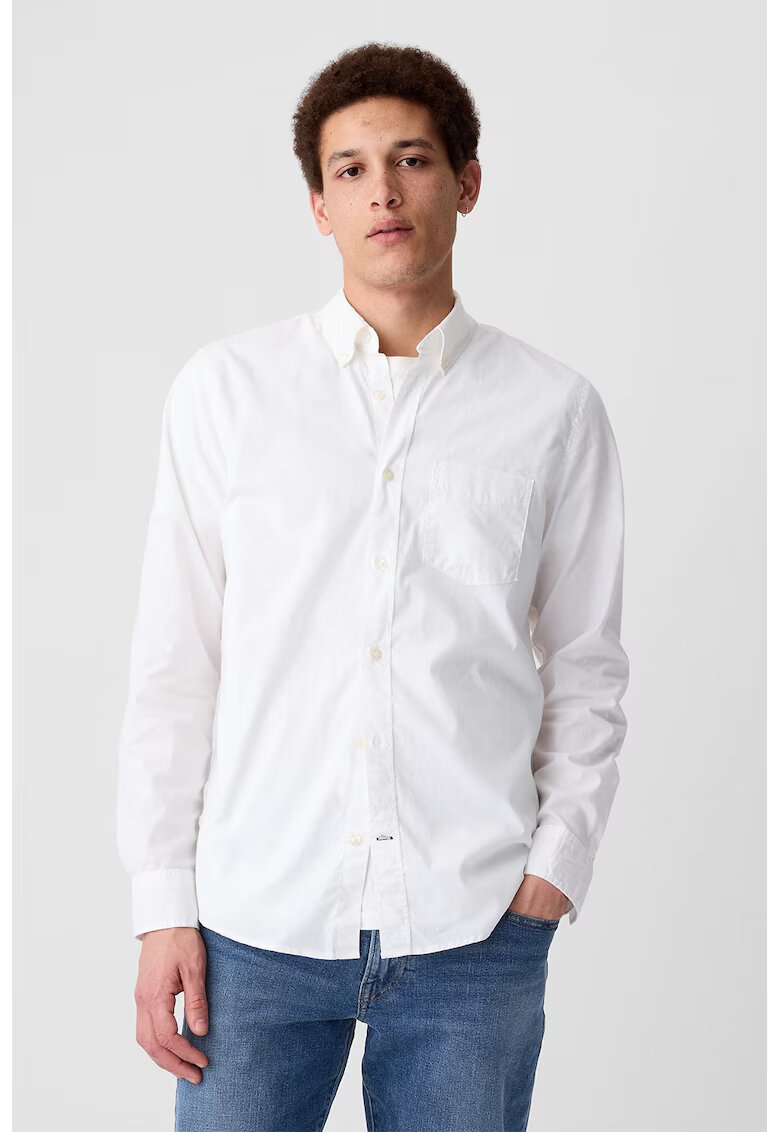 Gap Camasa slim fit cu guler fixat cu nasturi - Alb