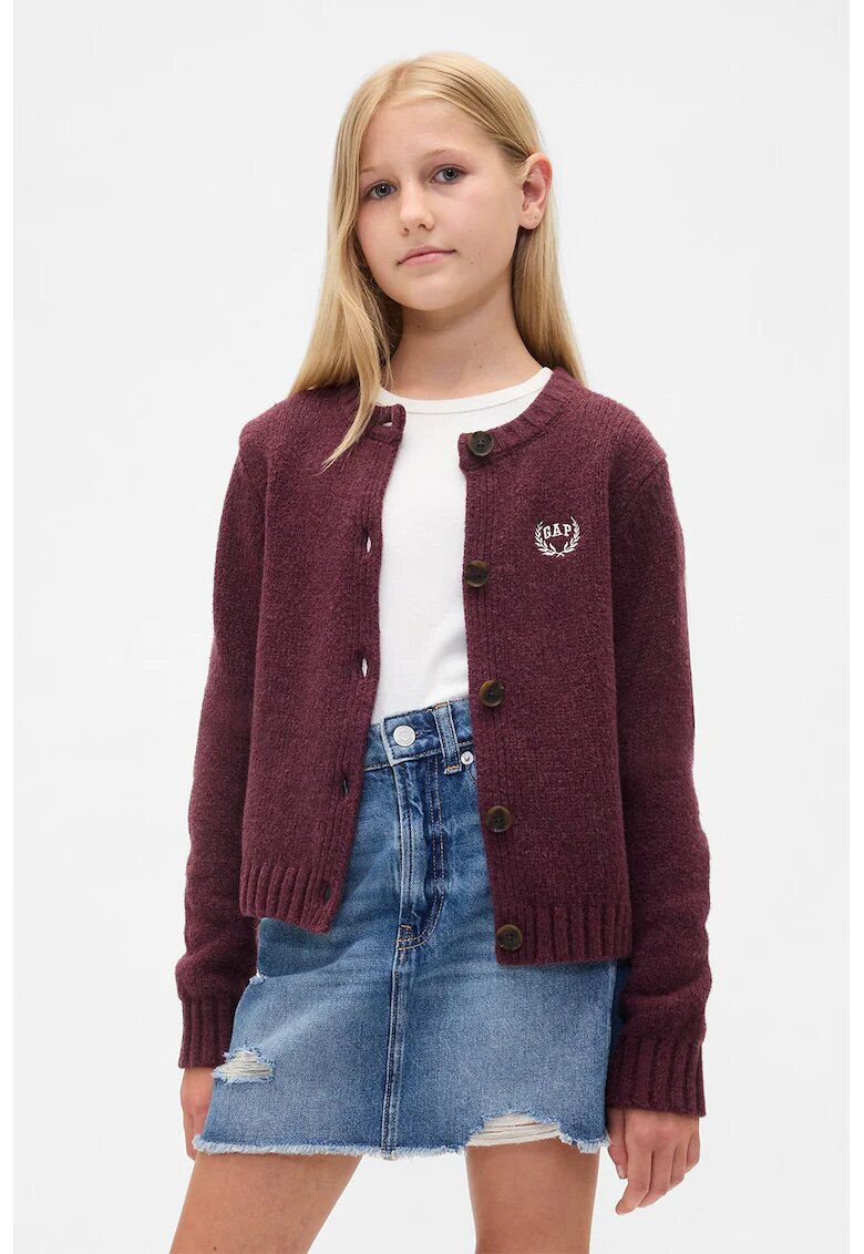 Gap Cardigan cu nasturi si logo - Visiniu