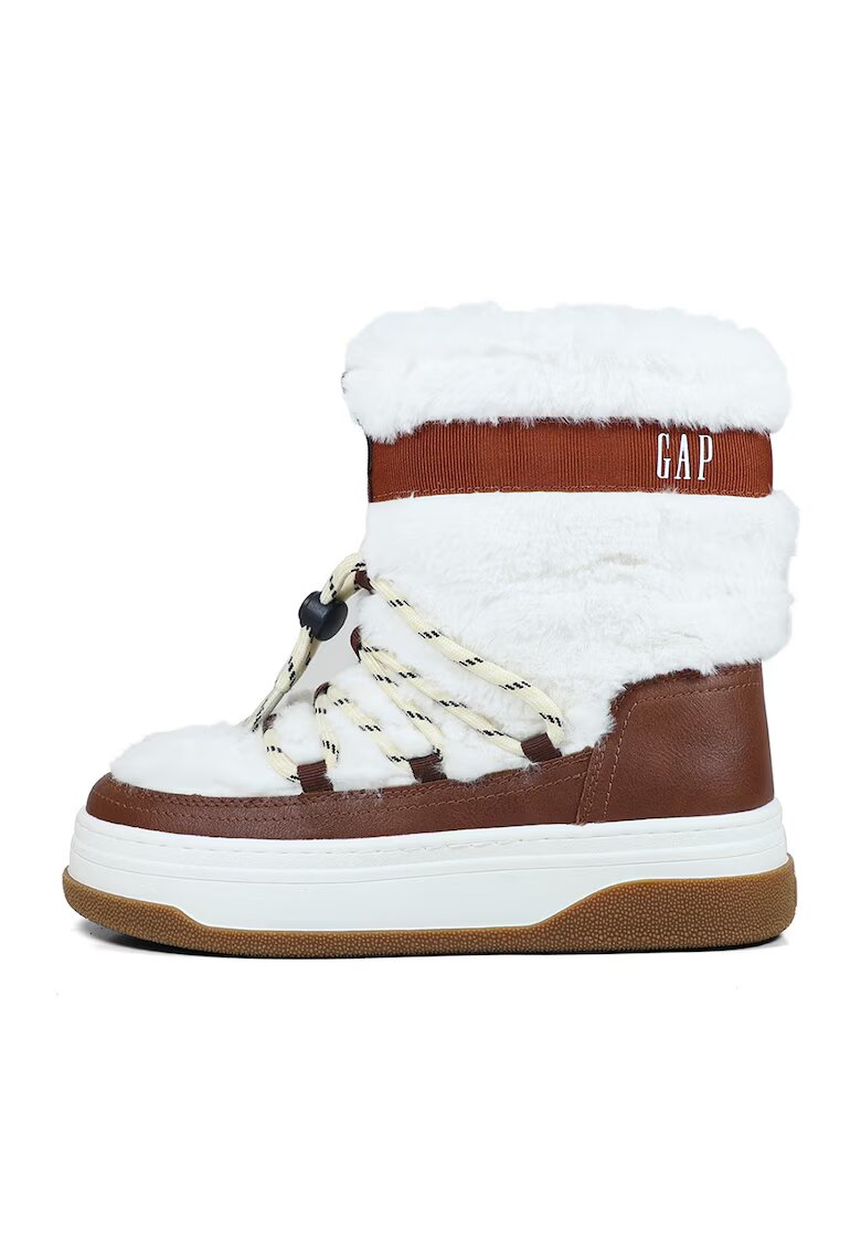 Gap Cizme flatform cu logo - Alb/Maro