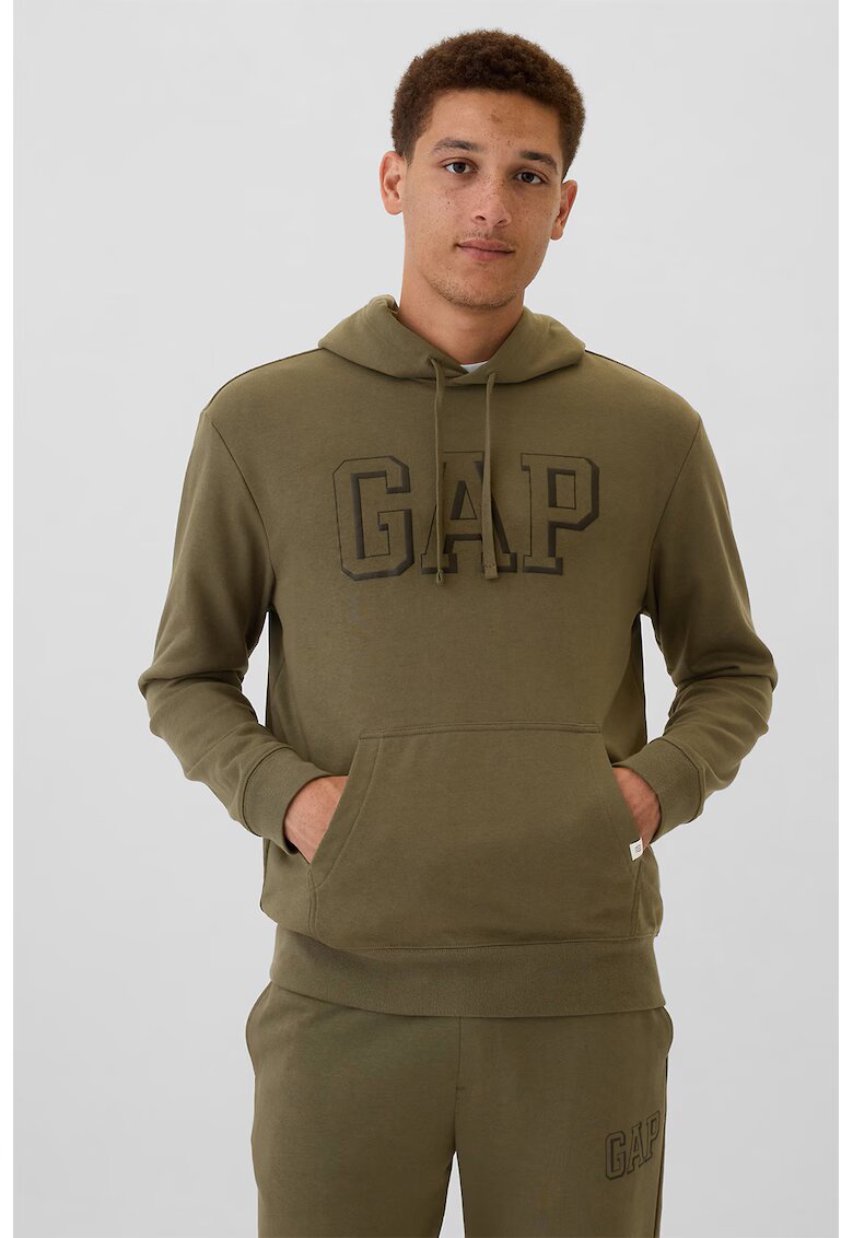 Gap Hanorac cu imprimeu logo si buzunar kangaroo - Kaki