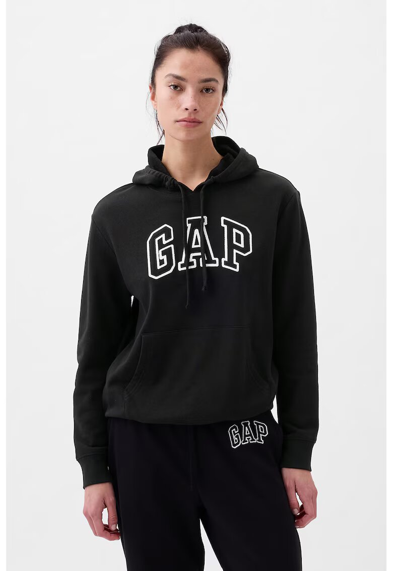 Gap Hanorac cu logo si buzunar kangaroo - Alb/Negru