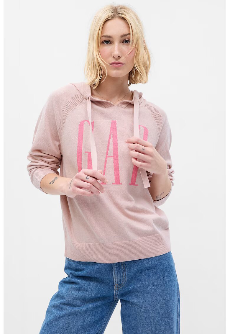 Gap Hanorac de bumbac cu maneci raglan - Roz prafuit