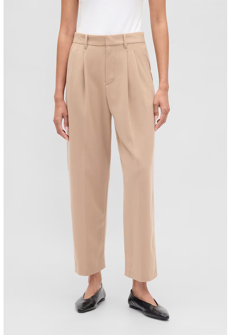 Gap Pantaloni crop cu pensa - Maro taupe deschis