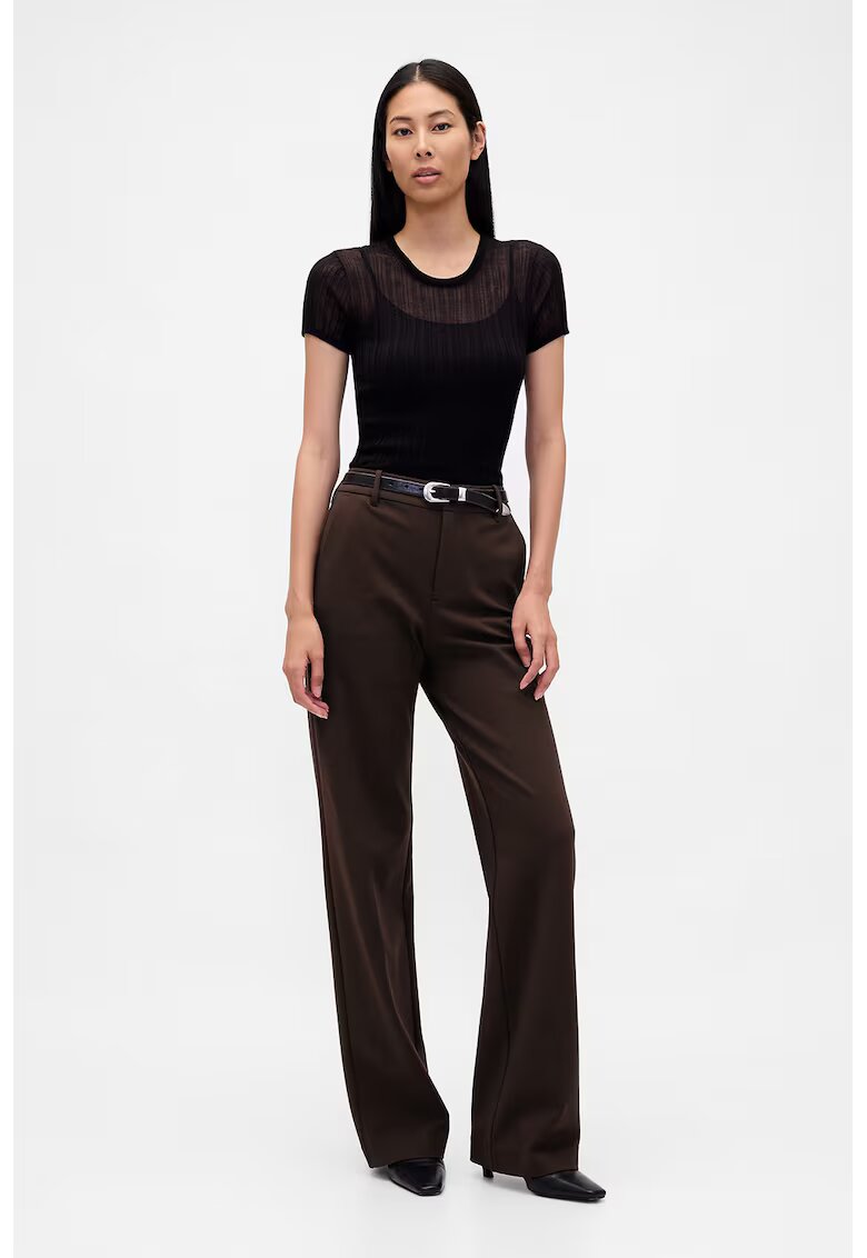 Gap Pantaloni cu croiala ampla si talie inalta - Maro inchis