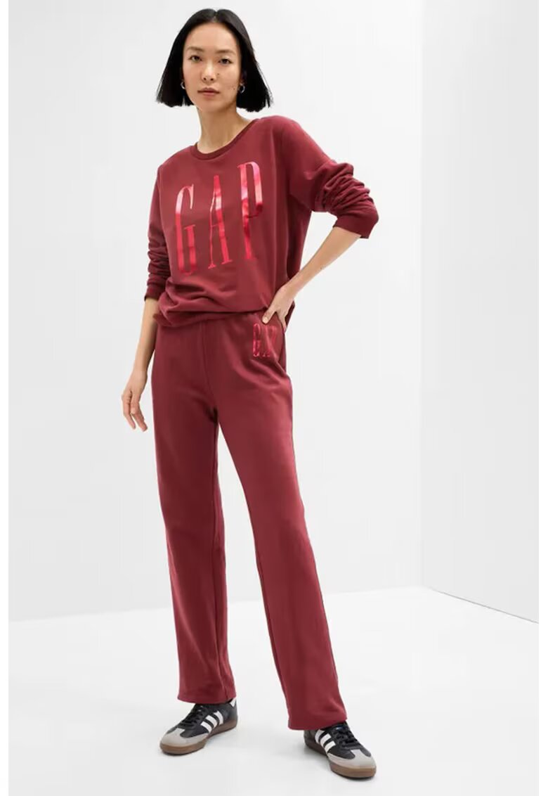 Gap Pantaloni de trening cu croiala dreapta si logo - Rosu inchis