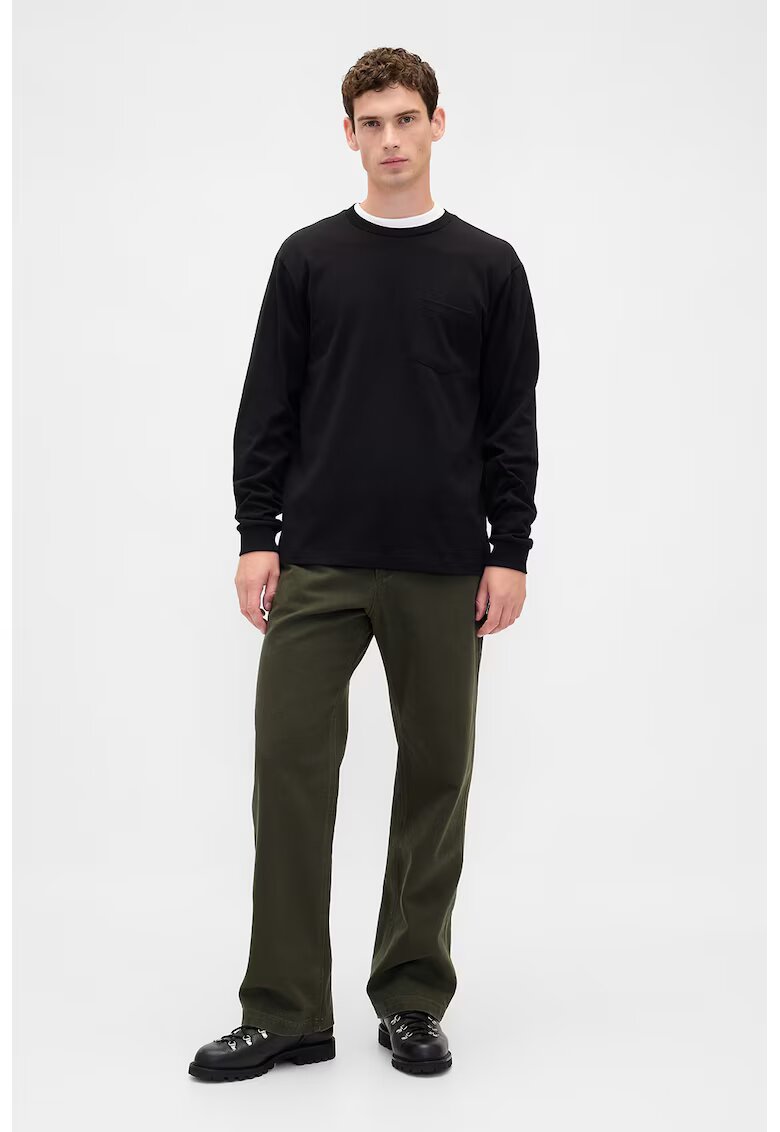 Gap Pantaloni drepti de bumbac - Kaki inchis