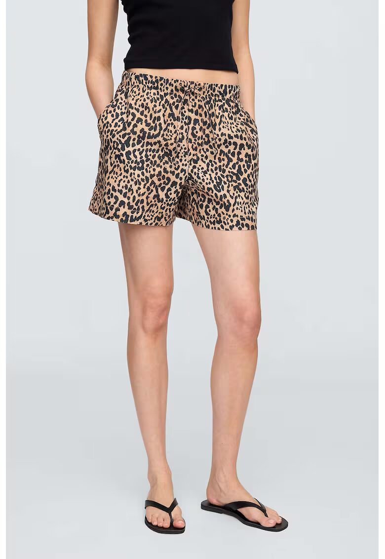 Gap Pantaloni scurti din amestec de in cu model uni - Negru/Bej