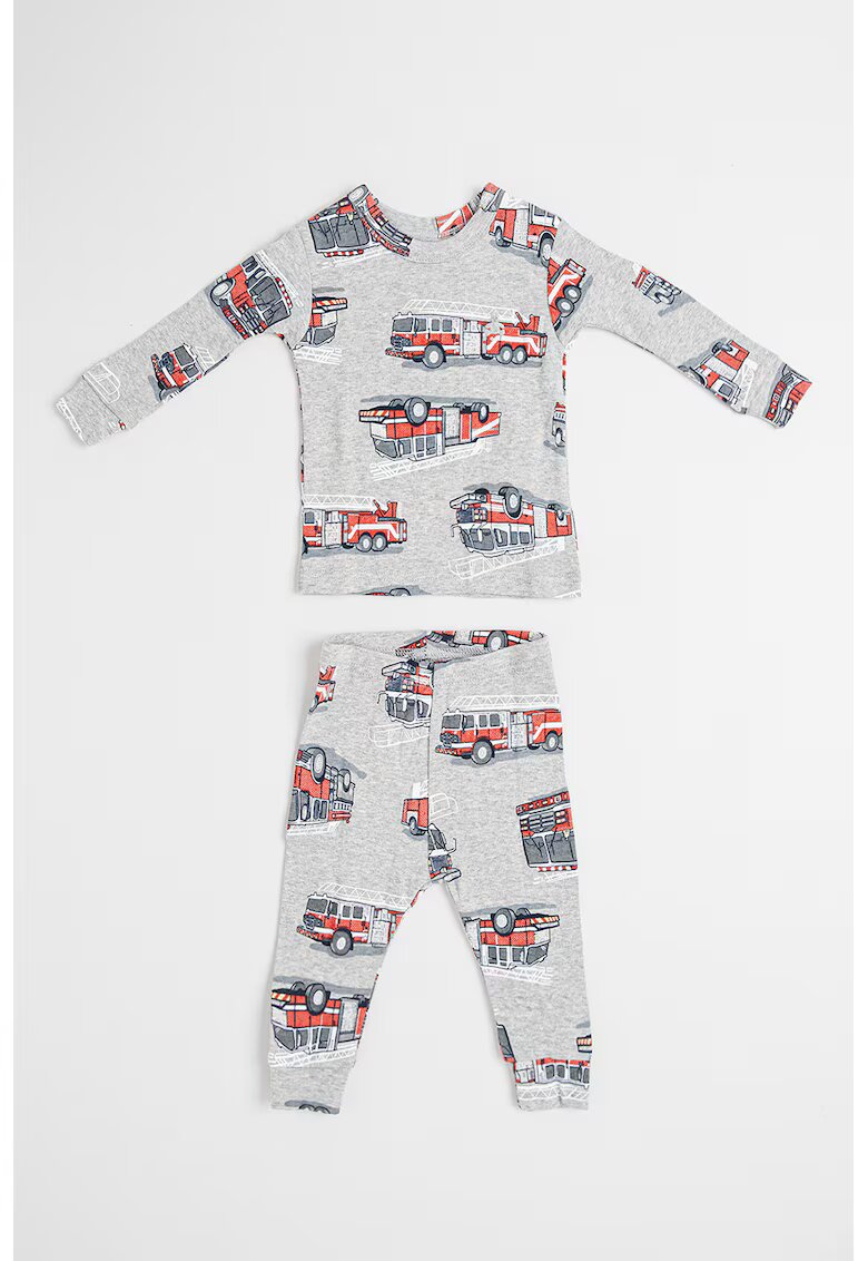 Gap Pijama din bumbac cu maneci lungi si imprimeu - Rosu/Gri deschis