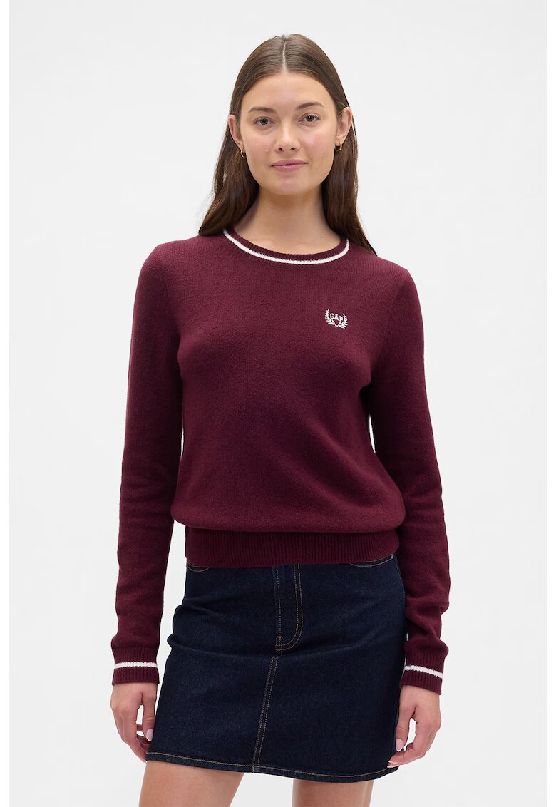 Gap Pulover din amestec de bumbac cu decolteu la baza gatului - Rosu inchis