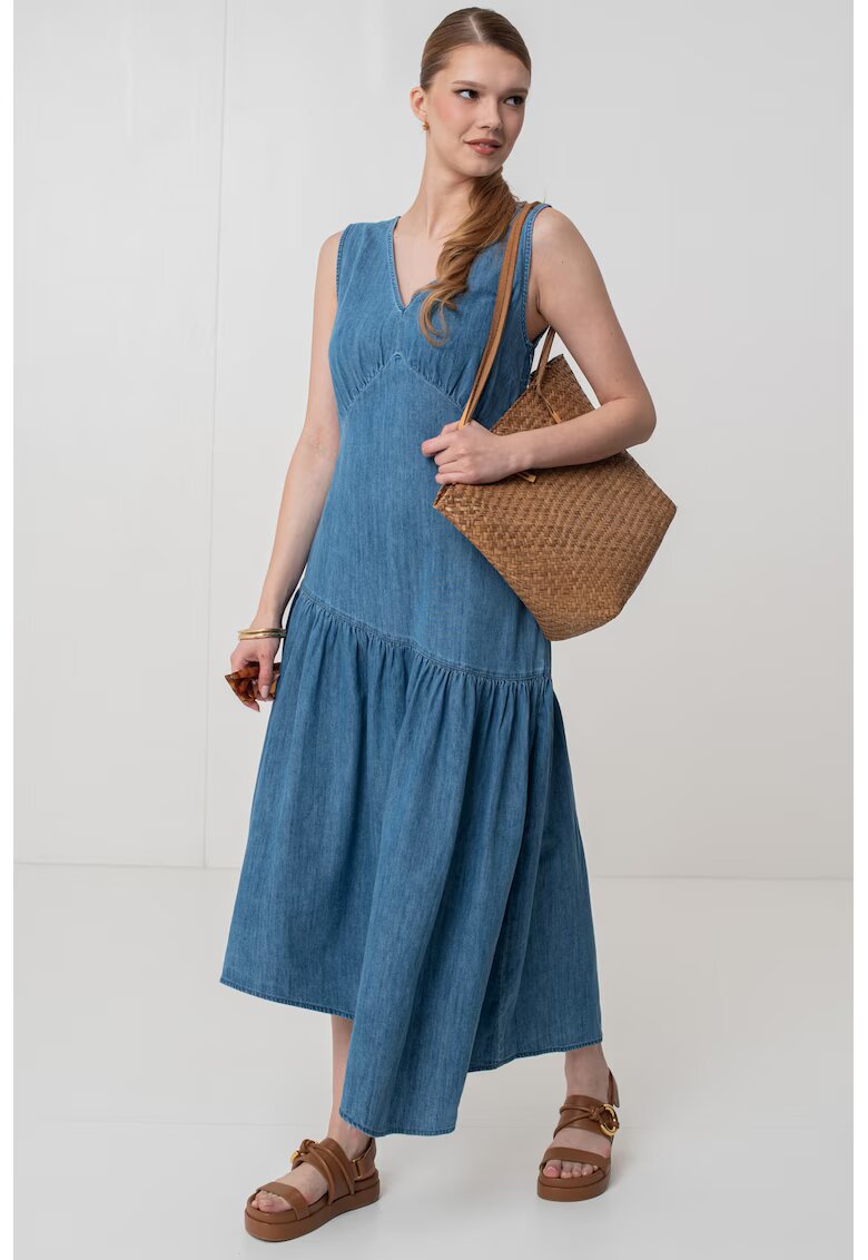 Gap Rochie asimetrica din denim - Albastru deschis