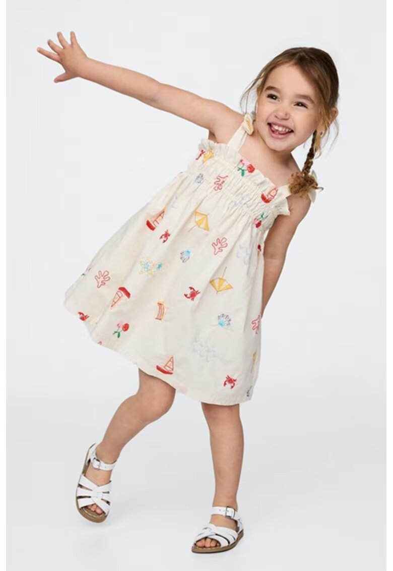 Gap Rochie de bumbac cu model - Rosu/Alb murdar