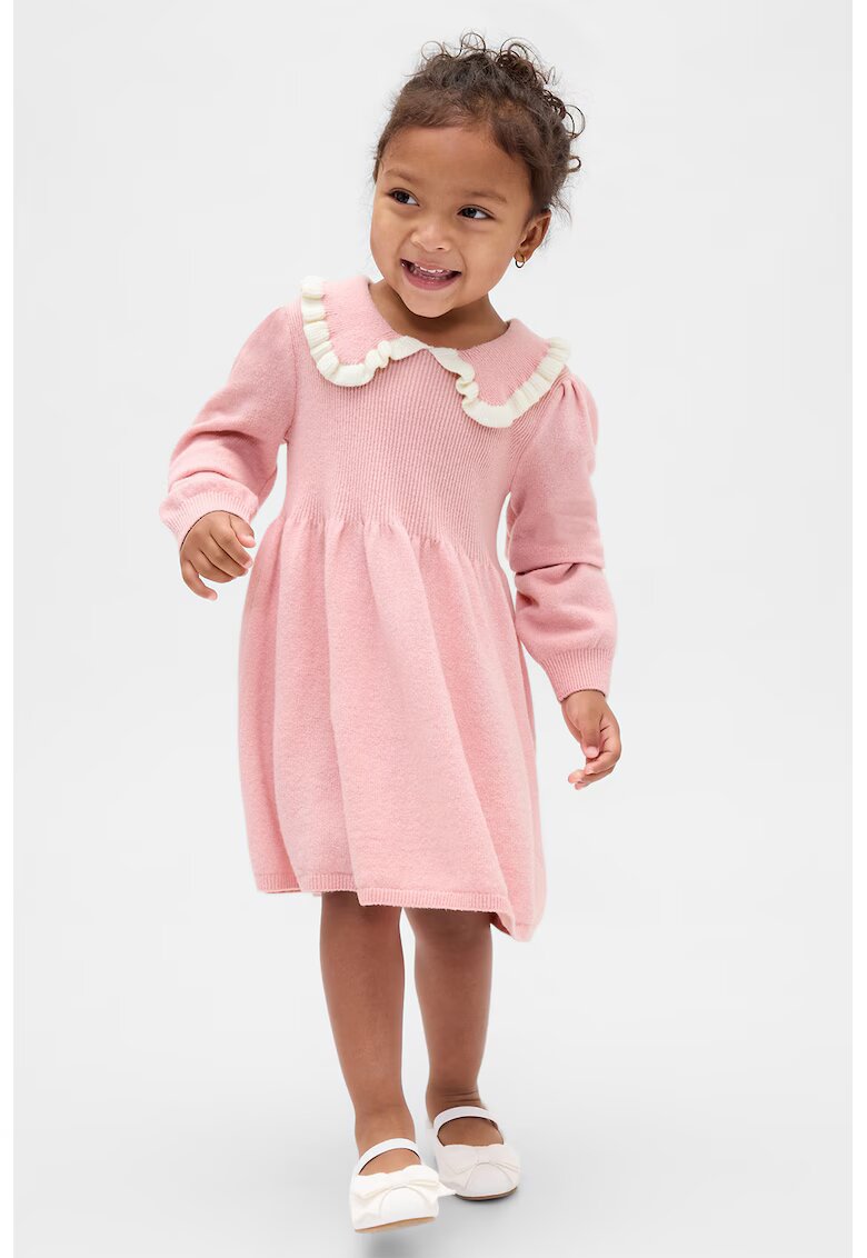 Gap Rochie evazata cu guler Peter Pan - Roz deschis/Alb murdar