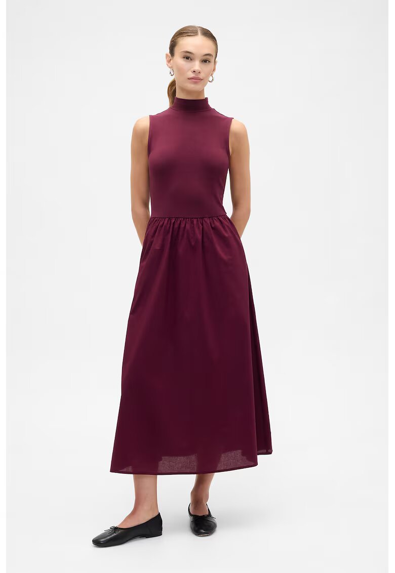 Gap Rochie fara maneci cu guler scurt - Visiniu