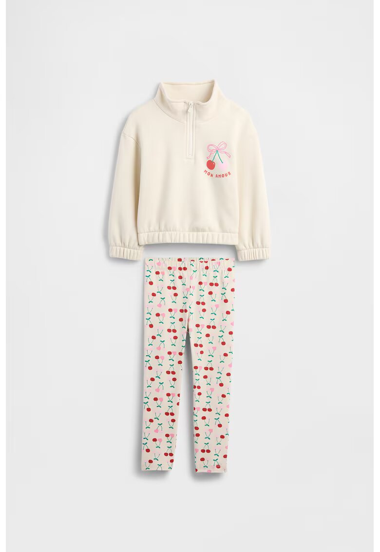 Gap Set de colanti si bluza de trening cu fermoar scurt si model - Rosu/Verde/Alb fildes